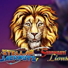 Stellar Jackpots with Serengeti Lions slot visual from Lightning Box Game available on lottoscasino.com