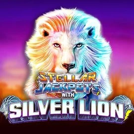 Jackpots logo of Stellar Jackpots with Silver Lion from Lightning Box Game at Lotto Casino